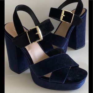 MOSSIMO MAXIE WOMEN/'S BLUE PLATFORM WEDGE HEEL ELASTIC STRAP SANDALS SHOES